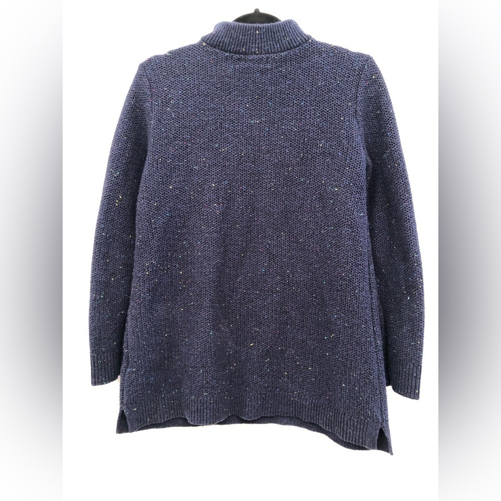 Lands End Blue Speckled Confetti Quarter Zip Knit Sweater Mock Neck Small - Picture 5 of 14